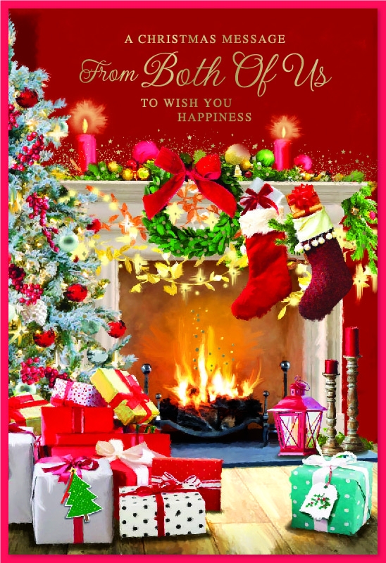 XMAS CARDS,From Both, Decorated Fireplace with Presents [Packs Only]