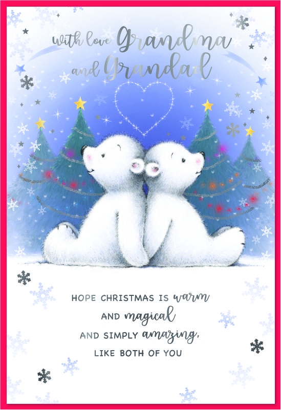 XMAS CARDS,Grandma & Grandad, Polar Bears Holding Hands [Packs Only]
