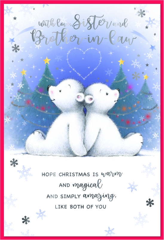XMAS CARDS,Sister & Brother in Law, Polar Bears Holding Hands [Packs Only]