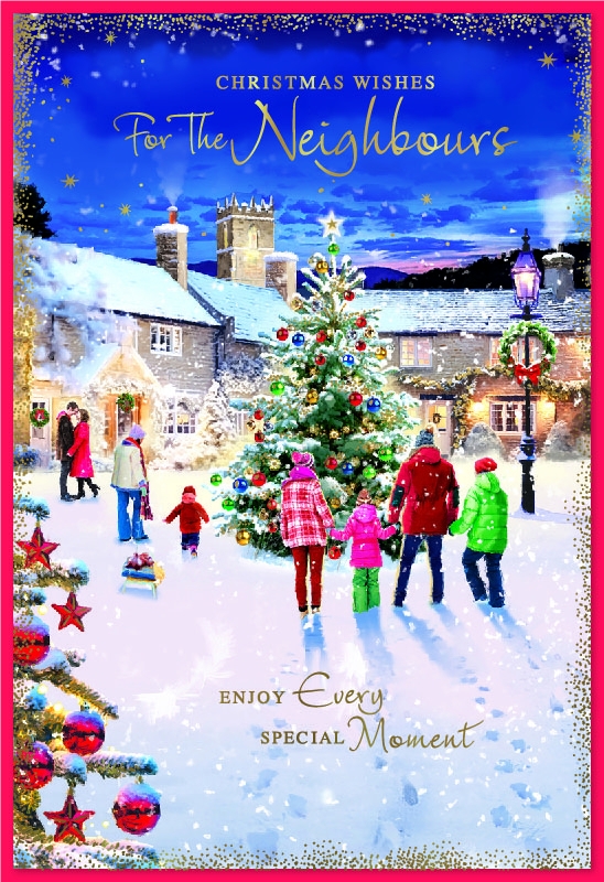 XMAS CARDS,Neighbours, Gathering Around the Village Tree [Packs Only]
