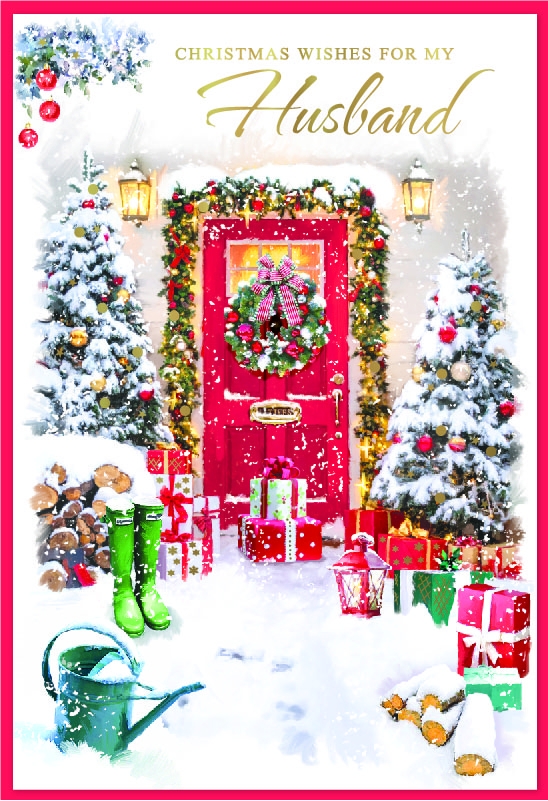 XMAS CARDS,Husband, Presents at the Front Door [Packs Only]