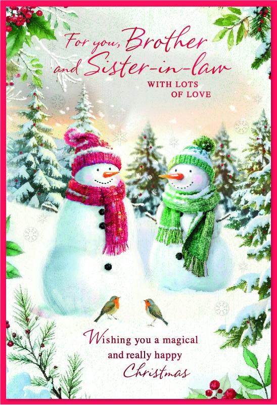 XMAS CARDS,Brother & Sister in Law, Snowmen in the Forest [Packs Only]