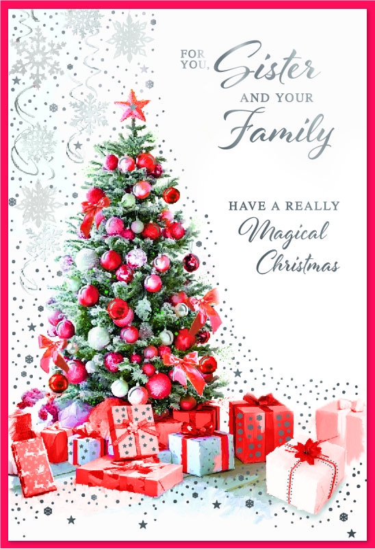 XMAS CARDS,Sister & Family, Christmas Tree & Presents [Packs Only]
