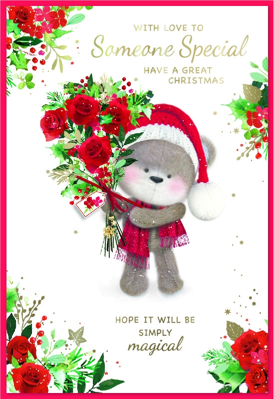 XMAS CARDS,Someone Special, Teddy Bear with Bouquet [Packs Only]