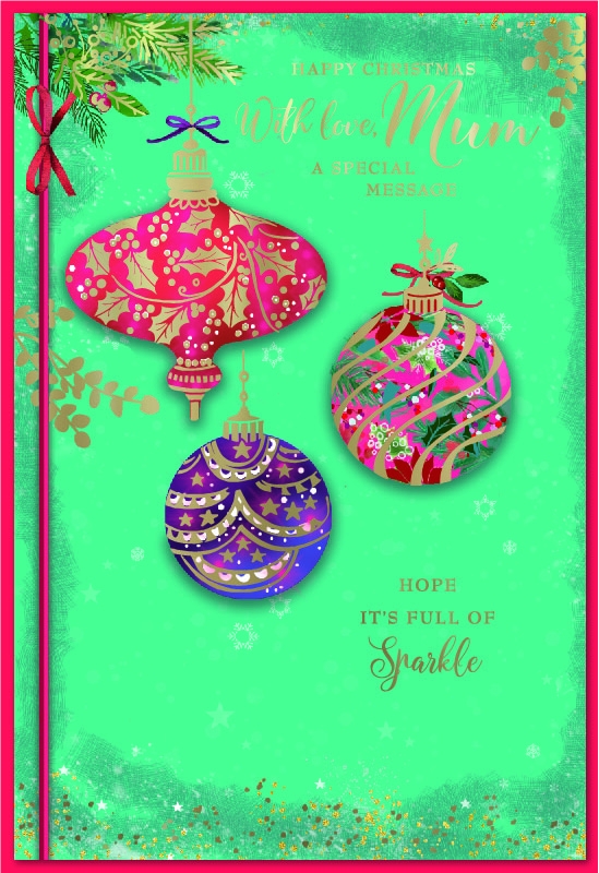 XMAS CARDS,Mum, Decorative Baubles [Packs Only]