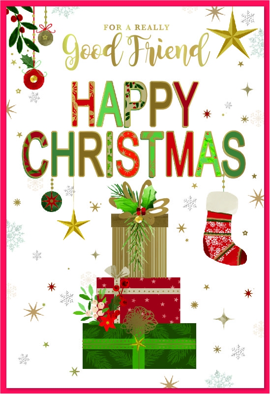 XMAS CARDS,Good Friend, Presents, Stocking & Stars [Packs Only]