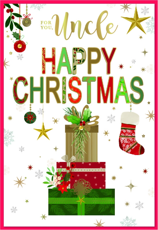 XMAS CARDS,Uncle, Presents, Stocking & Stars [Packs Only]