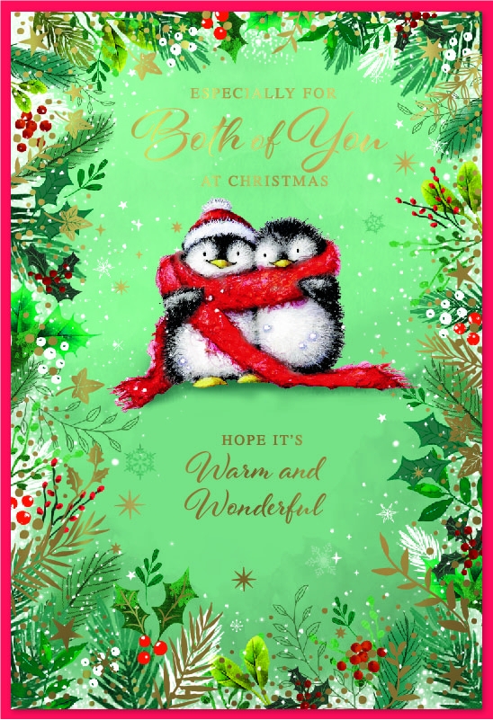 XMAS CARDS,To Both, Penguins wrapped in a Scarf [Packs Only]