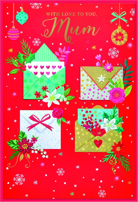 XMAS CARDS,Mum, Floral Envelopes [Packs Only]