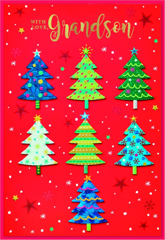 XMAS CARDS,Grandson, Christmas Trees [Packs Only]