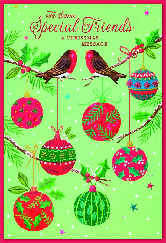 XMAS CARDS,Special Friends, Robins & Baubles [Packs Only]