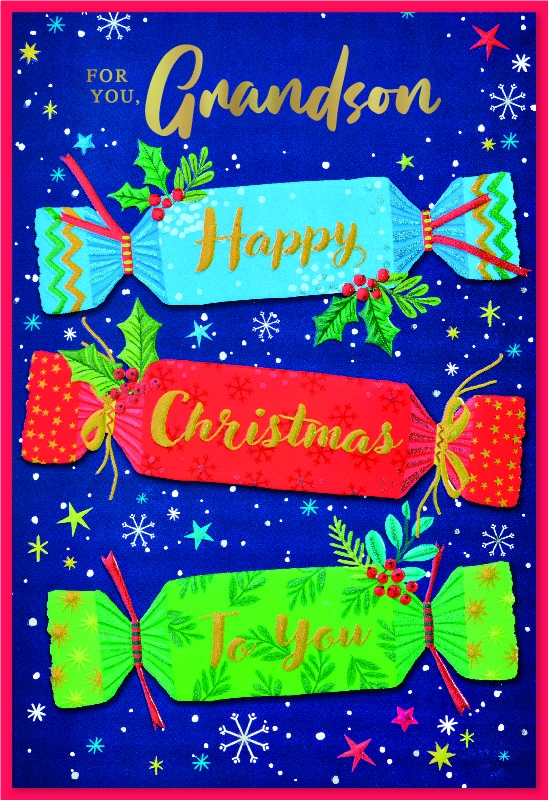 XMAS CARDS,Grandson, Christmas Crackers [Packs Only]