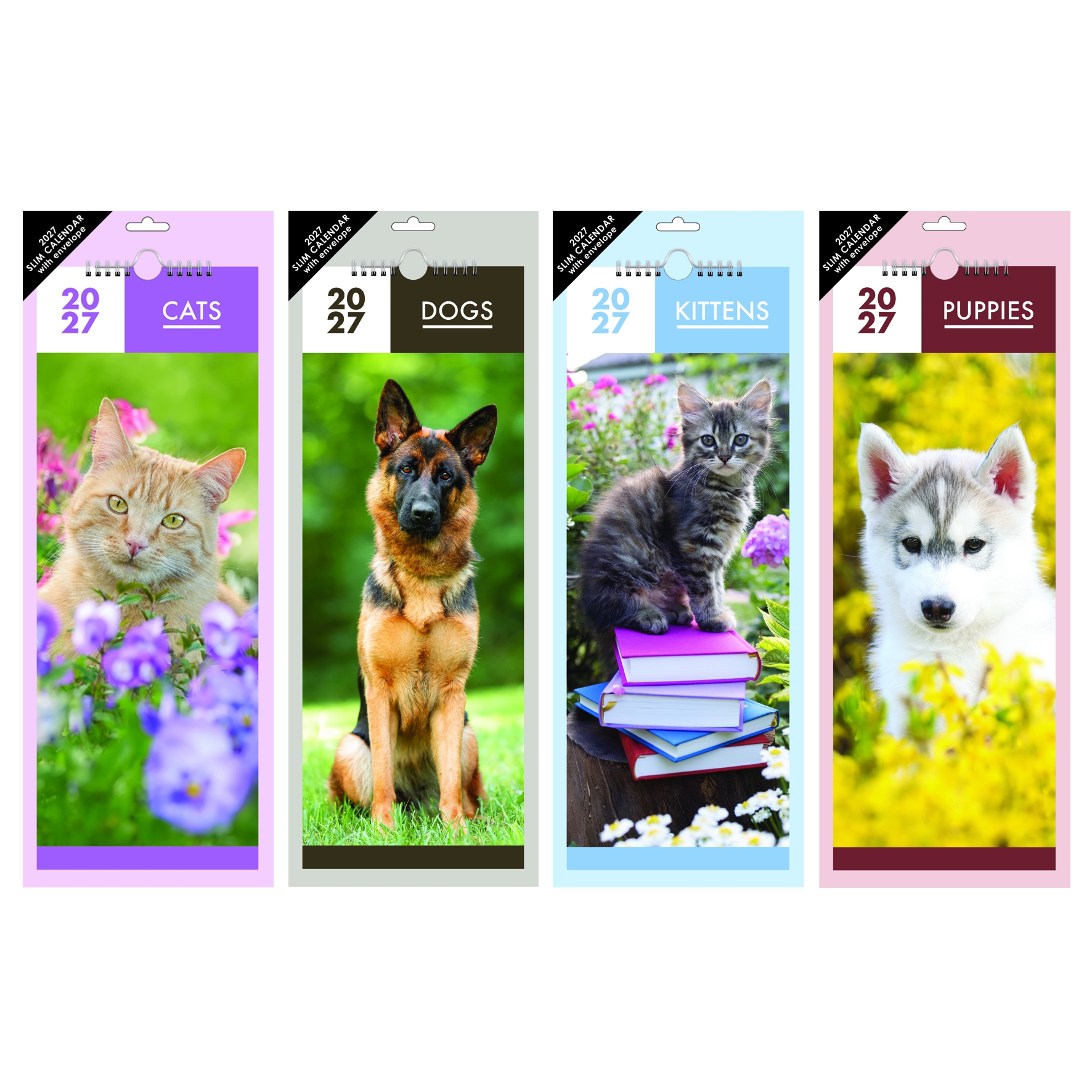 CALENDAR,Super Slim,Pups,Dogs Kittens & Cats, 2027 H/pk [Packs Only]