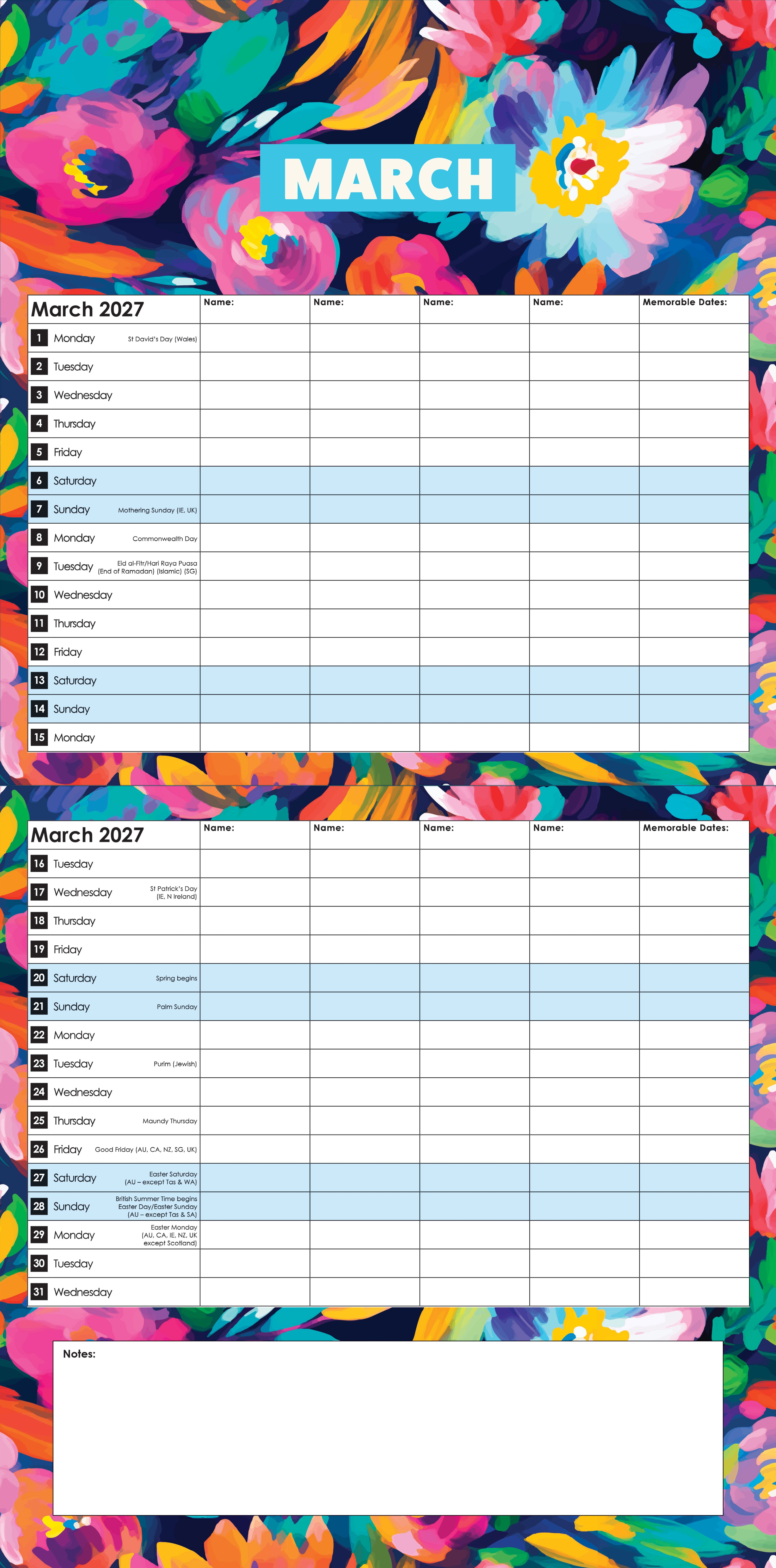 CALENDAR,Family Organiser Botanical Bliss/Highland Cow 2 Asst 2027 H/pk [Packs Only]