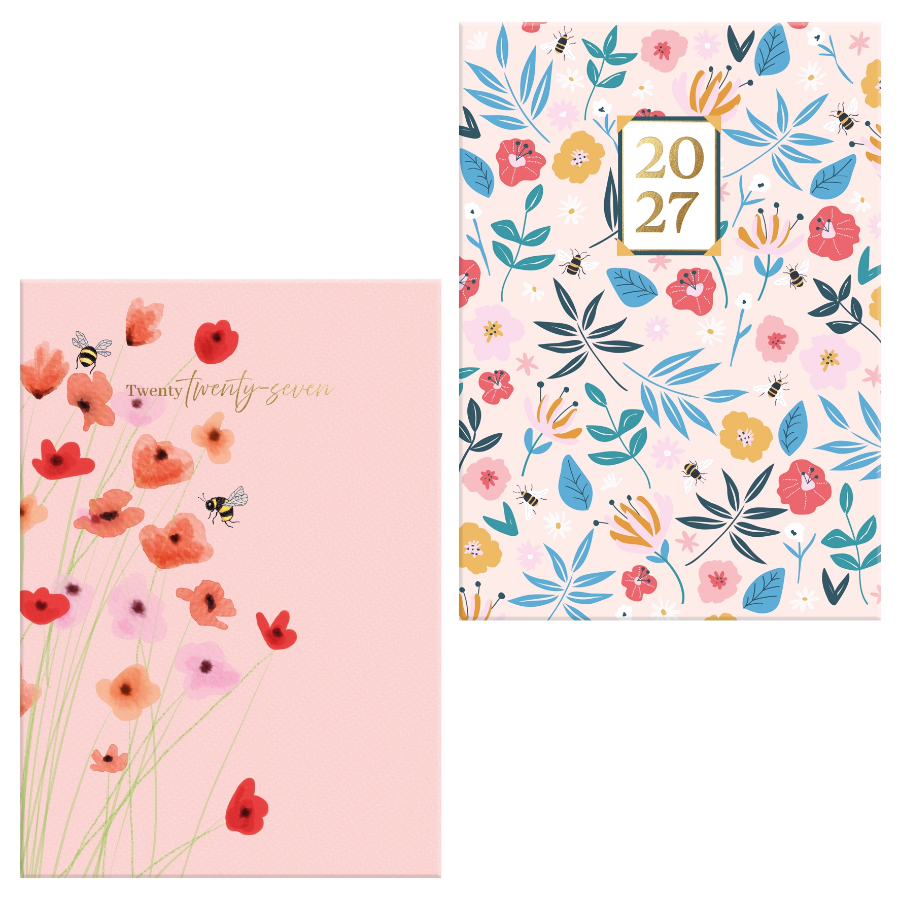 DESK DIARY,A5 Week To View Floral 2 Assorted 2027 CDU [Packs Only]