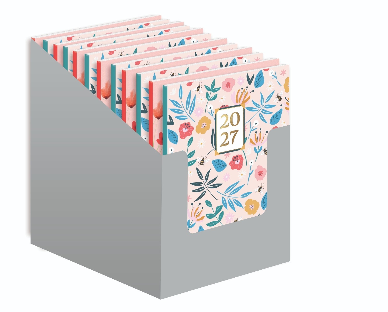 DESK DIARY,A5 Week To View Floral 2 Assorted 2027 CDU [Packs Only]