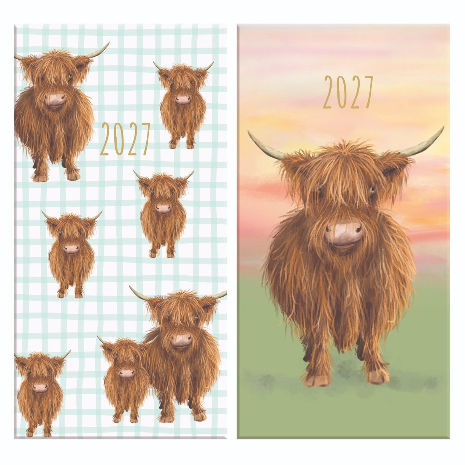 DIARY, Slim Week To View Highland Cow 2 Assorted 2027 [Packs Only]