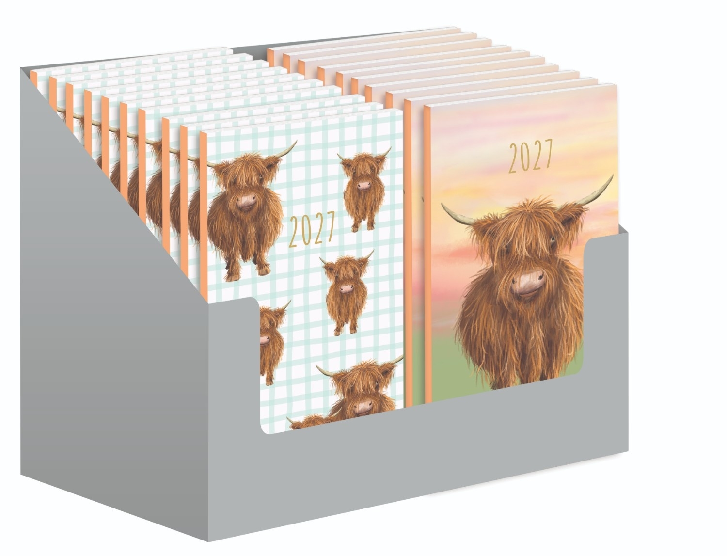 DIARY, Slim Week To View Highland Cow 2 Assorted 2027 [Packs Only]
