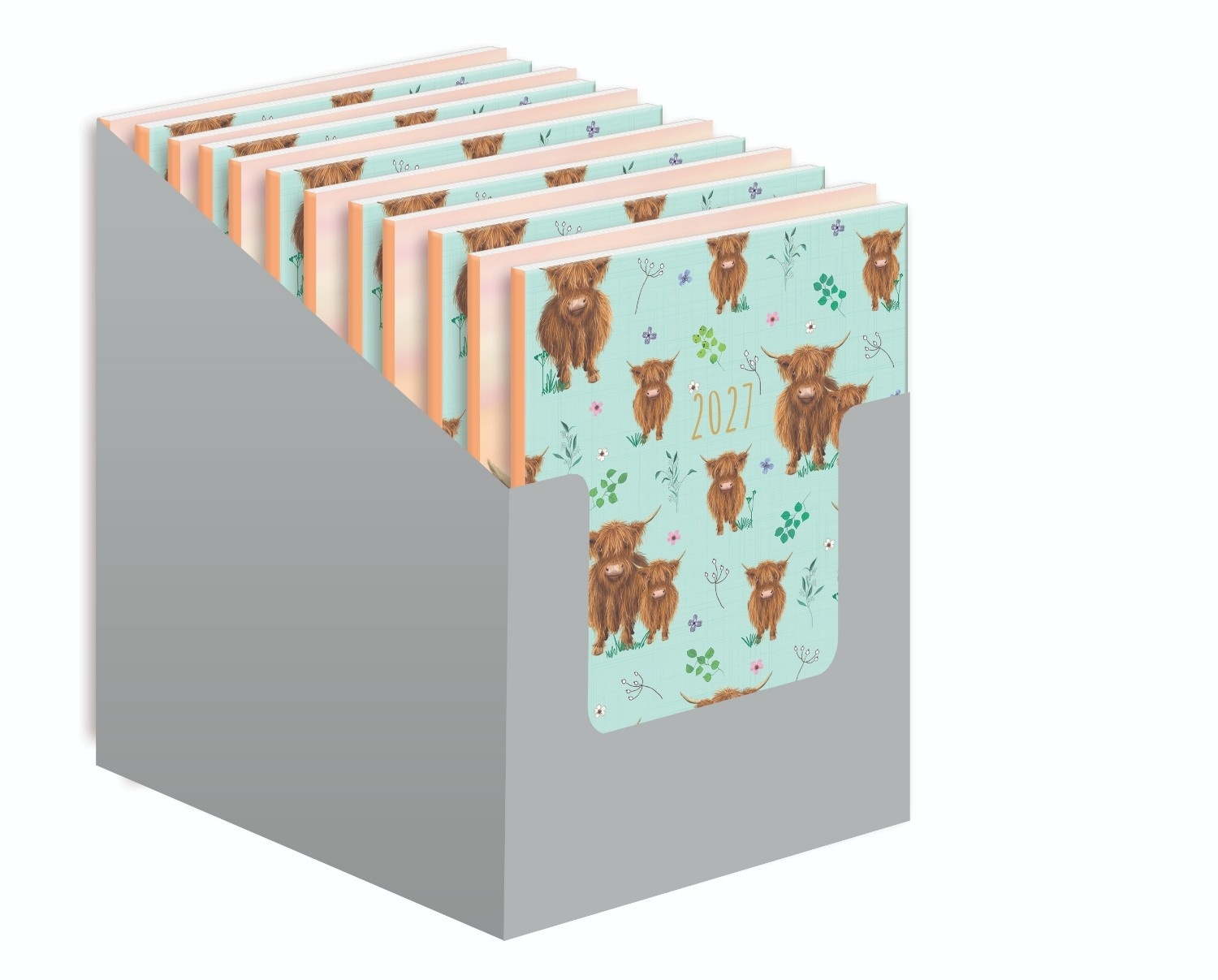 DIARY, A5 Week To View Highland Cow 2 Assorted 2027 [Packs Only]