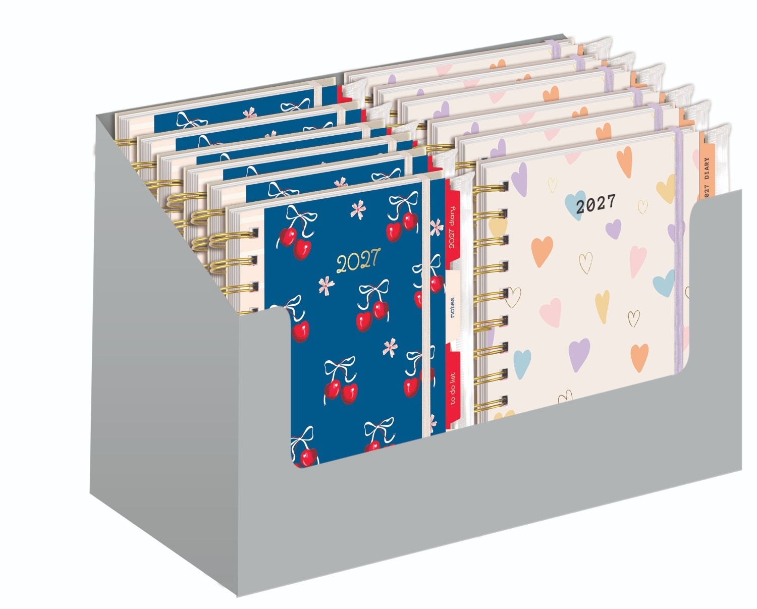 DIARY,A5 Organiser Hearts/Cherries Week to View 2027 [Splittable]