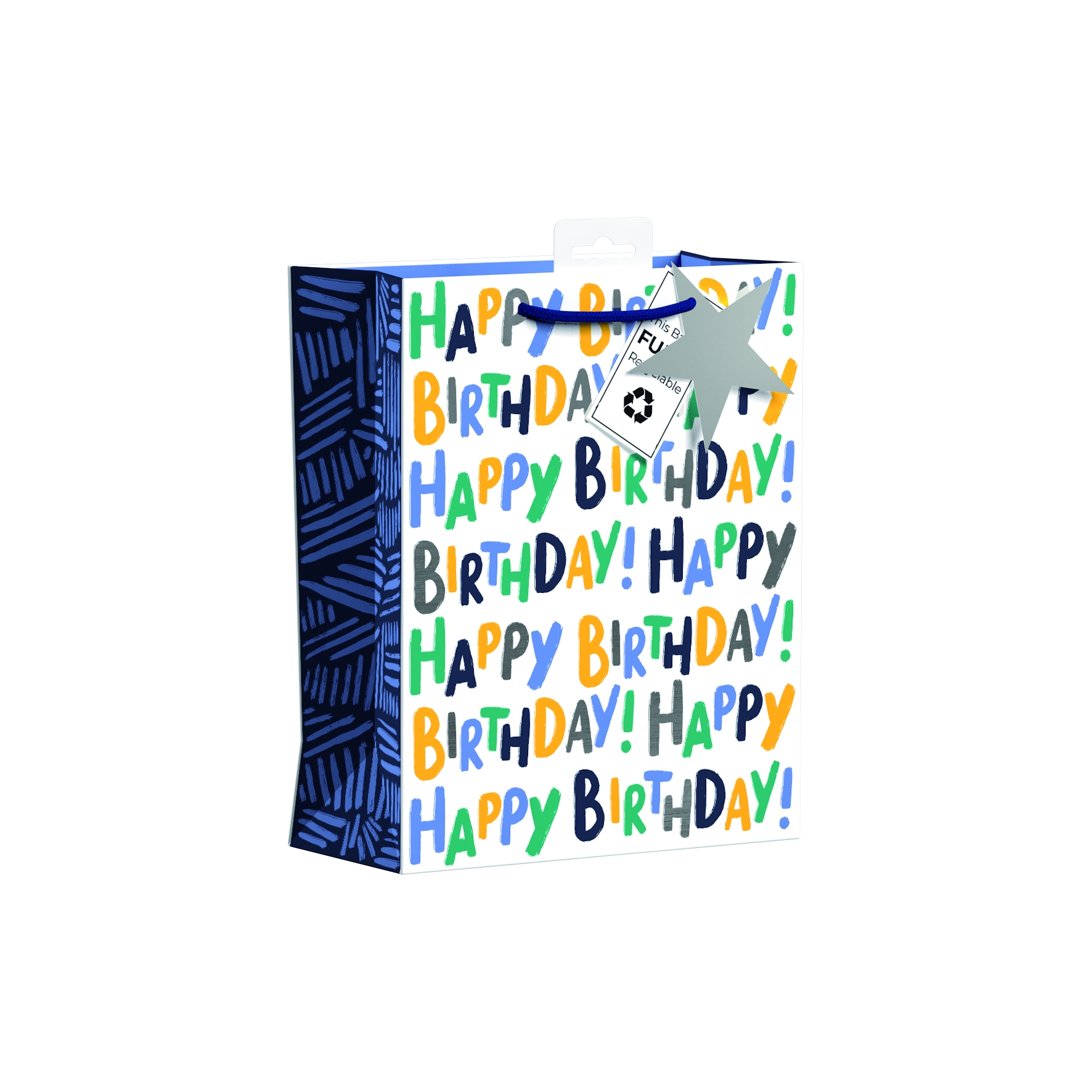 GIFT BAG,Blue Birthday Text (Medium) [Packs Only]