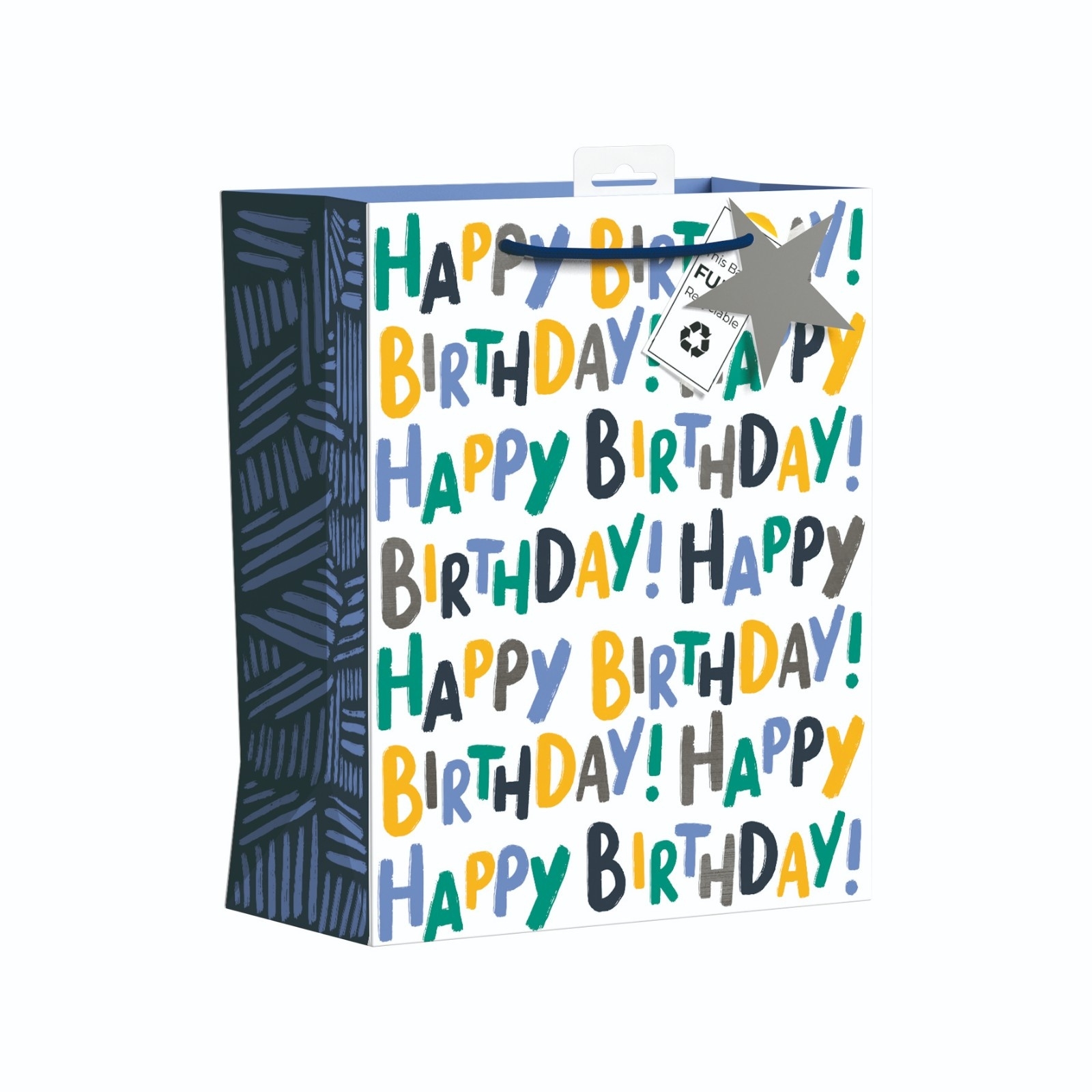 GIFT BAG,Blue Birthday Text (Large) [Packs Only]