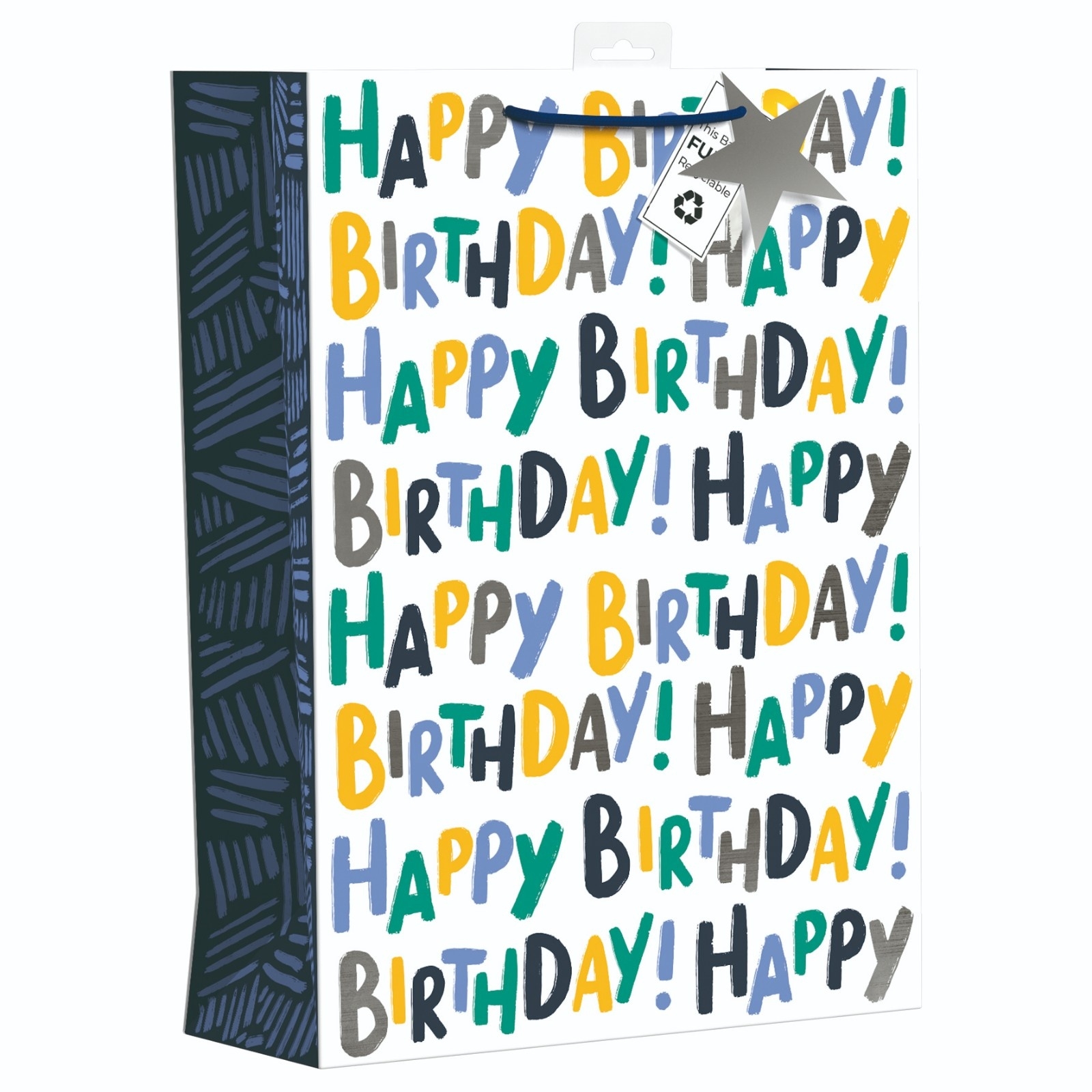 GIFT BAG,Blue Birthday Text (Extra Large) [Packs Only]