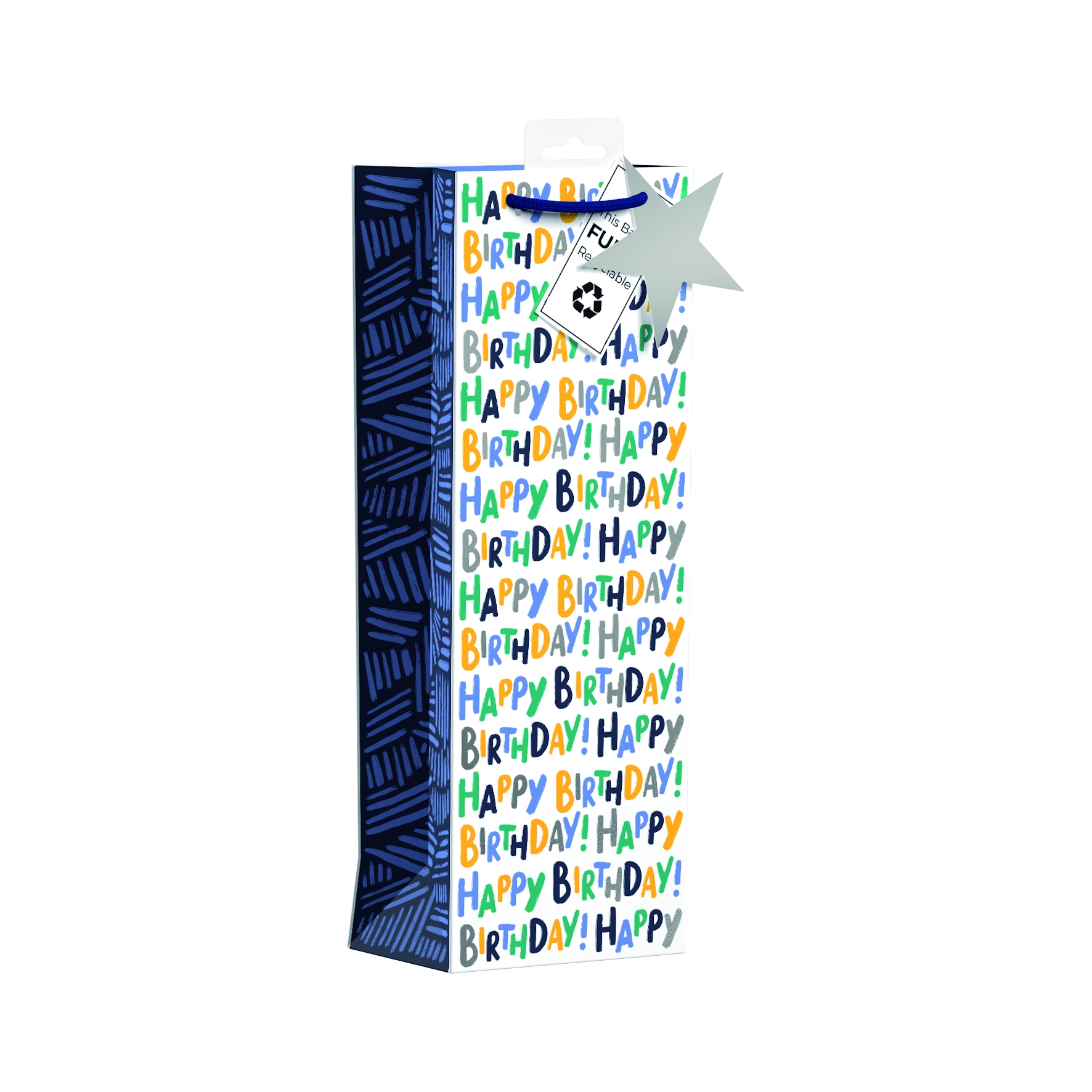 GIFT BAG,Blue Birthday Text (Bottle) [Packs Only]