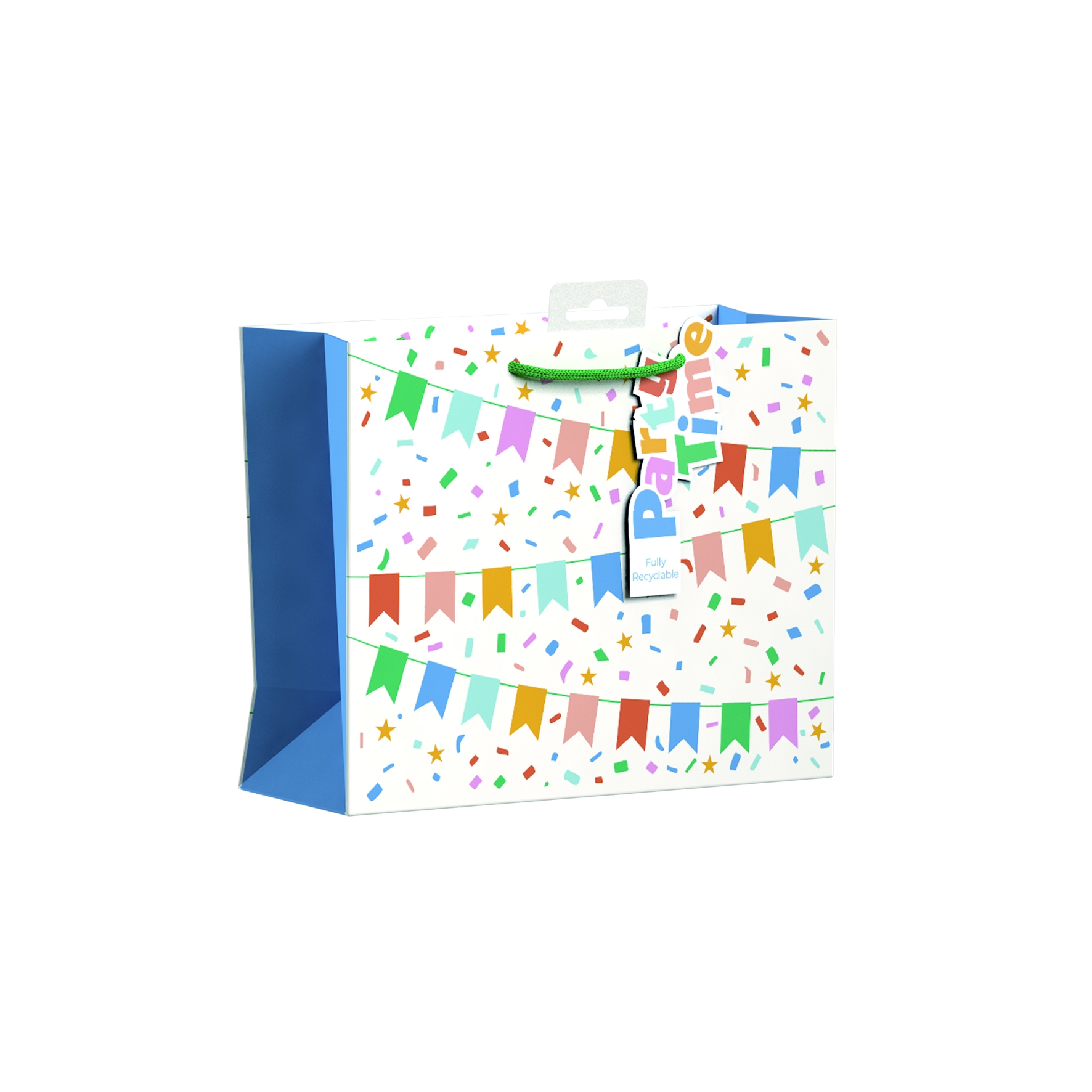 GIFT BAG,Confetti Bunting, Shopper, (Medium) [Packs Only]