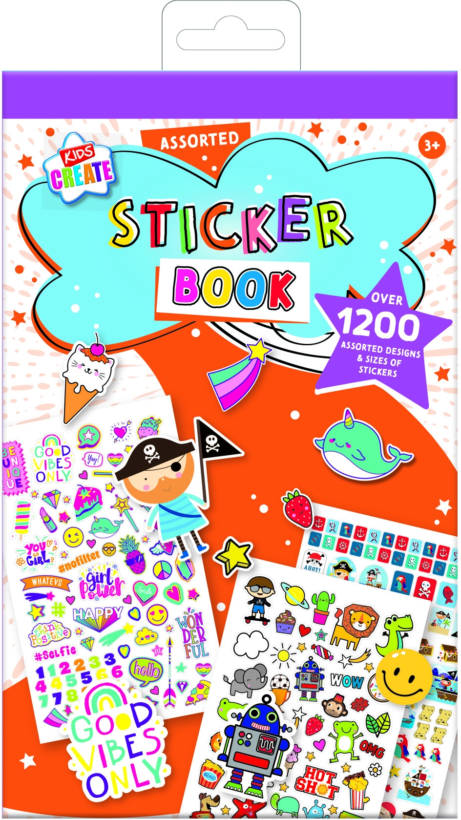 STICKER BOOK,1500+ Assorted Designs 12 Pages H/pk [Splittable]