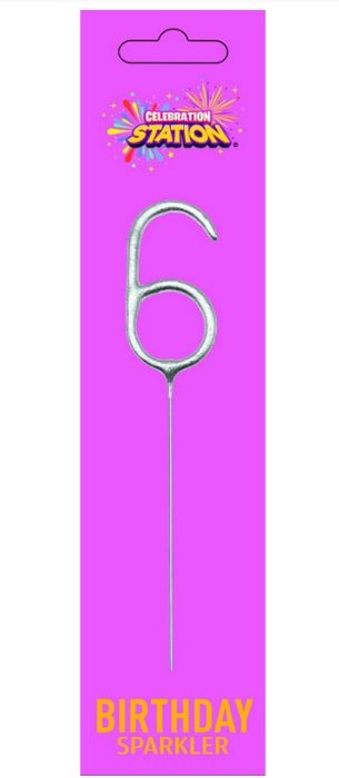 SPARKLER,Numeral 6 H/pk 7in [Packs Only]