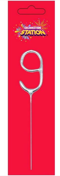 SPARKLER,Numeral 9 H/pk 7in [Packs Only]