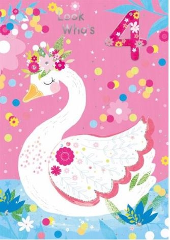 AGE 4 CARDS,Female Swan & Flowers [Packs Only]