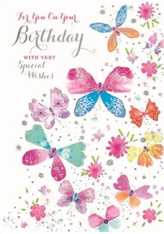 BIRTHDAY CARDS, Floral & Butterflies [Packs Only]