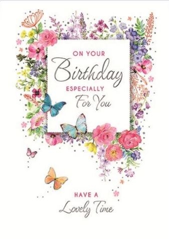 BIRTHDAY CARDS, Floral Butterflies With Text [Packs Only]