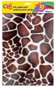 CARD,A4 Patterened Animal Print 10`s H/pk (Cre8) [Packs Only]