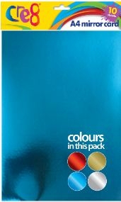 CARD,A4 Mirror Assorted 10`s H/pk (Cre8) [Packs Only]