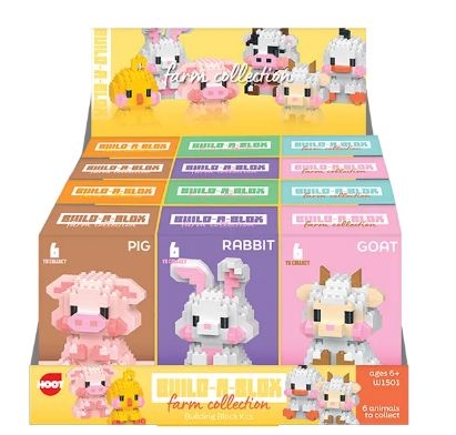 MICRO BLOCK SET, Farm Animal Collection 6 Assorted Boxed CDU [Packs Only]