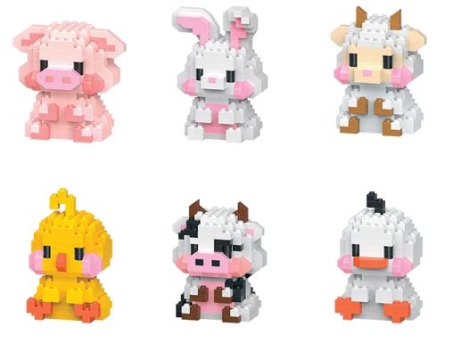 MICRO BLOCK SET, Farm Animal Collection 6 Assorted Boxed CDU [Packs Only]