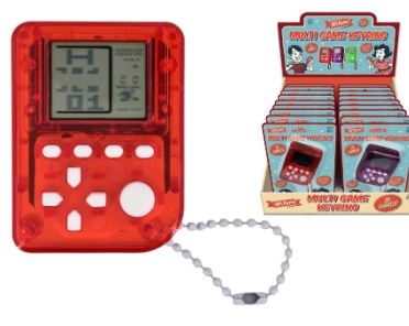 MULTI GAME KEYRING,Mini 6 X 4.5cm, 26 Games 3 Assorted Colours I/cd CDU [Splittable]