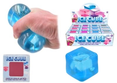 ICE CUBE,Squeeze, Squish & Ooze Back Into A Cube. 4 Assorted Colours 5.5cm CDU