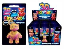 3D FIDGELETS,Mini, Teddy Bear Keyring 4 Assorted 13cm CDU [Packs Only]